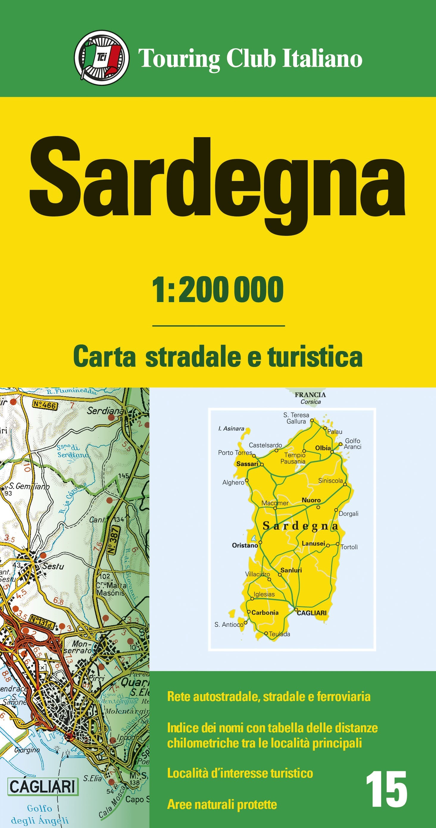 Campania y Basilicata 1:200.000 mapa de carreteras impermeable Touring Club Italiano. Carte regionali 1:200.000 