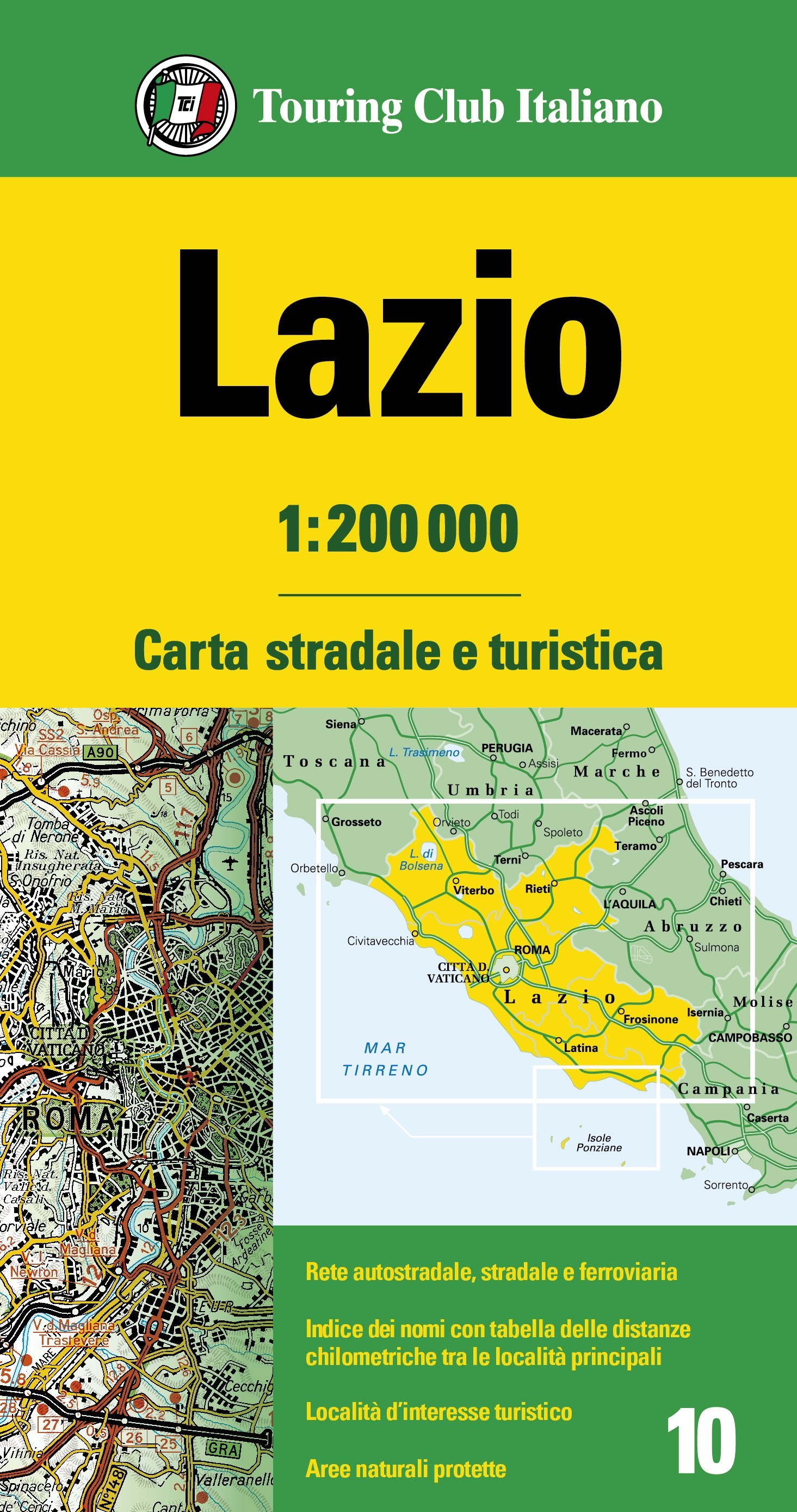 Carte regionali 1:200.000 Calabria 1:200.000 mapa de carreteras impermeable Touring Club Italiano. 